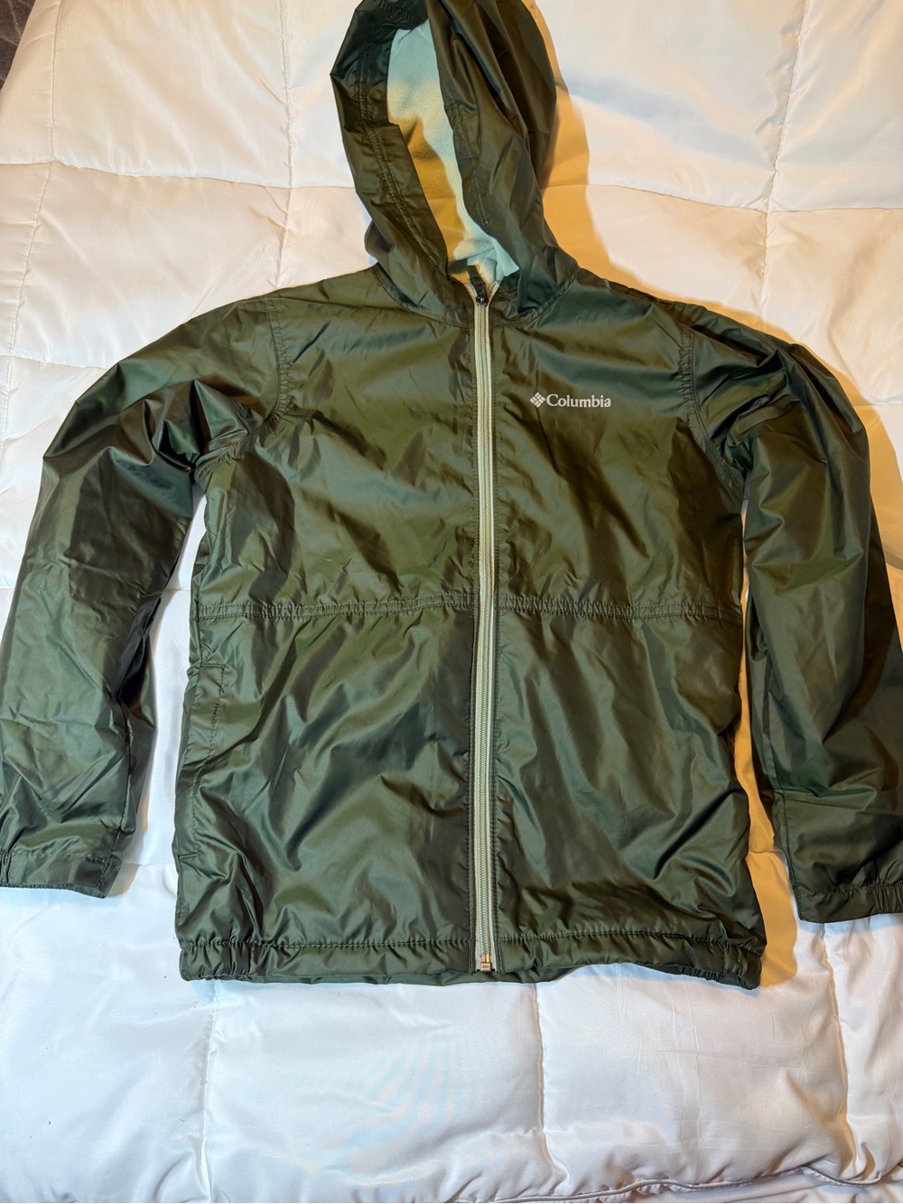 Kids Columbia Hooded Lightweight Jacket - Olive Green